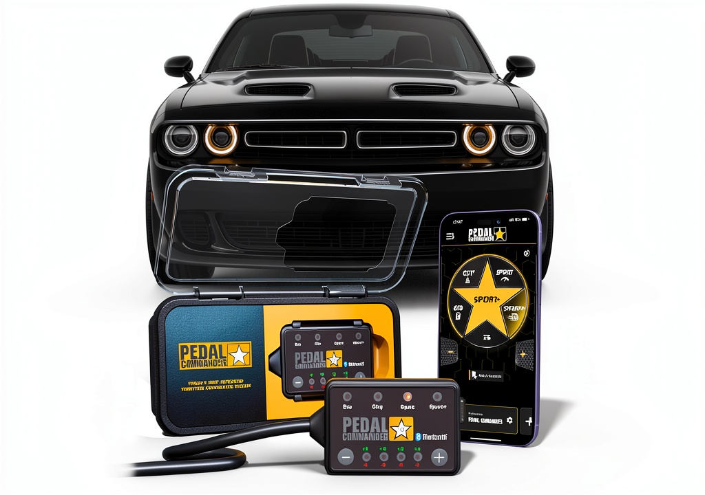 Pedal Commander installed on a Dodge Challenger pedal assembly