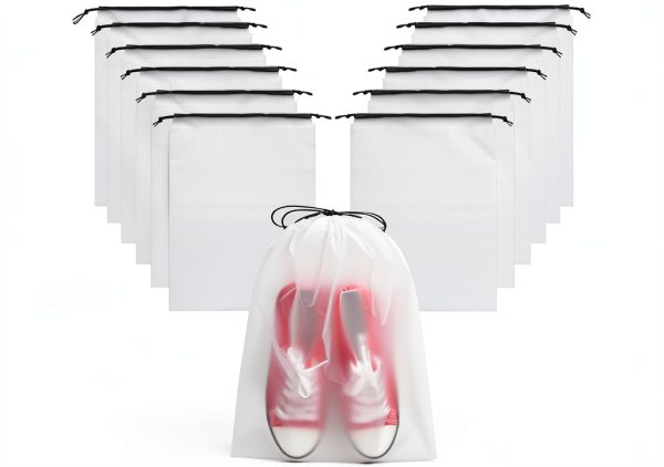 Shoe Bags Vorspack 13 Pack Transparent PE Drawstring White-0